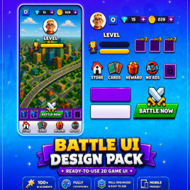Battle UI Design Pack – Sliced SpriteSheet + Demo Scene (2D Game UI Kit)