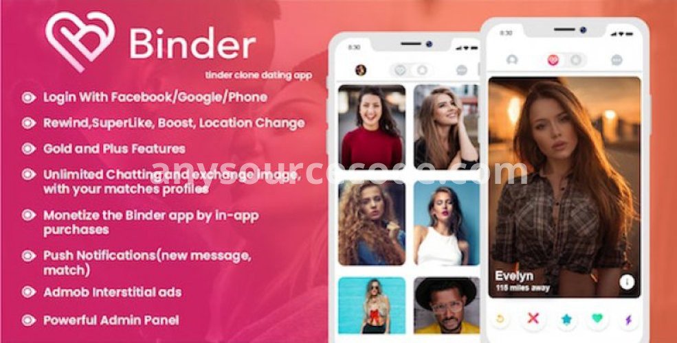 Binder - Dating clone App with admin panel - Android v20.1