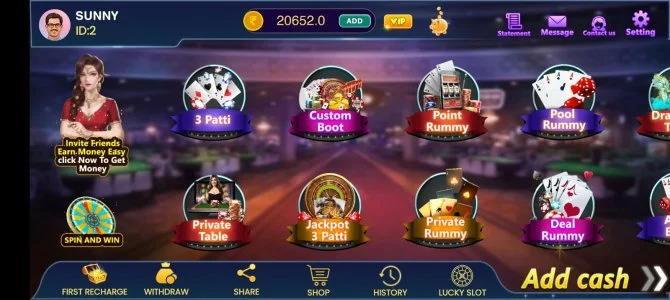 All in One (Teen Patti , Rummy Dragon vs Tiger and Andar bahar)