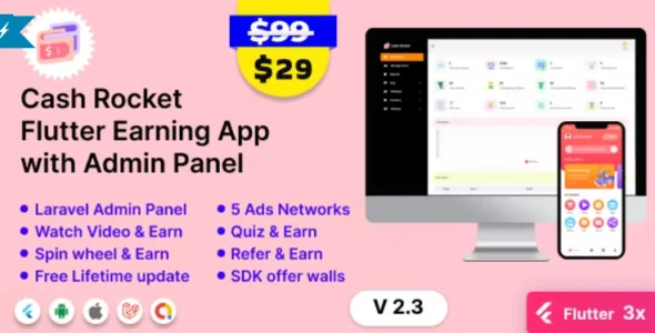 Cash Rocket – Flutter Online Earning App with Admin Panel