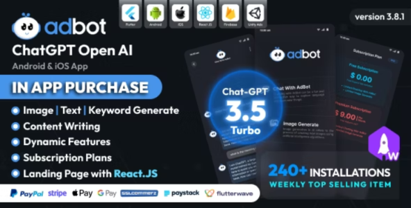 AdBot v3.8.0 - ChatGPT Open AI Android and iOS App