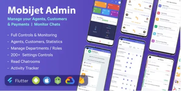 Mobijet ADMIN v1.0.15 - Manage & Monitor Agents, Customer & Payments | Android & iOS Flutter app