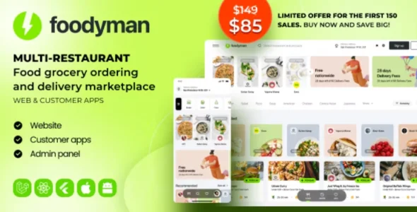 Foodyman v2023-13 - Multi-Restaurant Food and Grocery