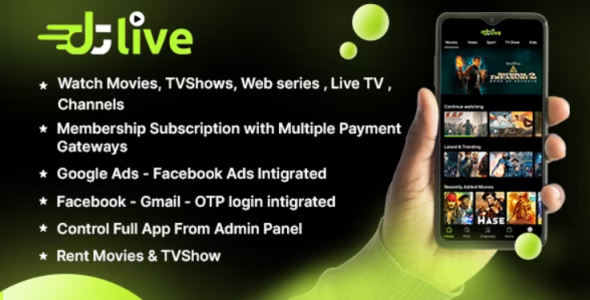 DTLive v3.0 - Movies – TV Series – Live TV - Channels - OTT - Android app | Laravel Admin Panel