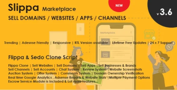 Slippa - Domains,Website ,App & Social Media Marketplace PHP Script v3.9