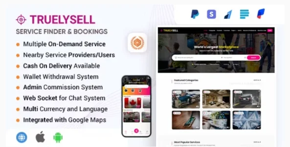 TruelySell - Multi Vendor online Service Booking Marketplace Nearby Web+iOS+Android v2.3.0