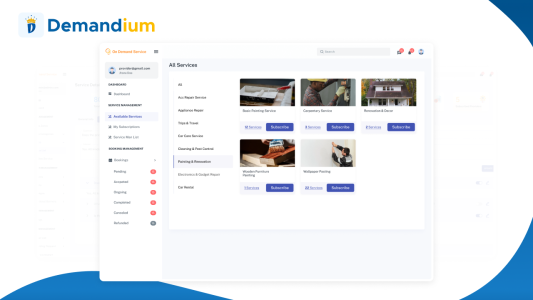 Demandium - Multi Provider On Demand, Handyman, Home service App with admin panel v2.1