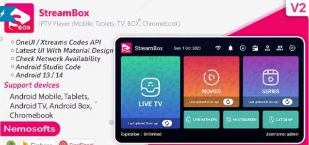 StreamBox - IPTV Player (Android Mobile, Tablets, TV, BOX, Chromebook) v2.3