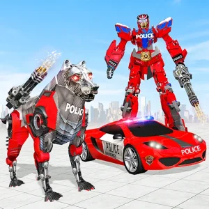 US Cop Bot Dog - Police Plane Carrier | Robot Car Game