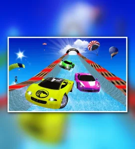 Frozen Water Slide Car Race - Aqua Park Adventure