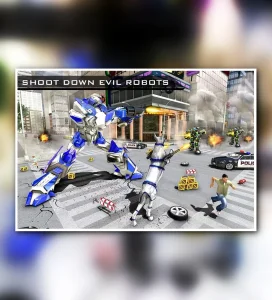 US Cop Bot Dog - Police Plane Carrier | Robot Car Game