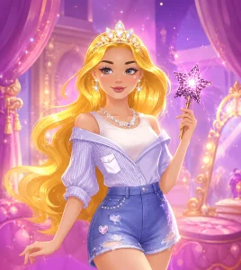Golden princess dress up game